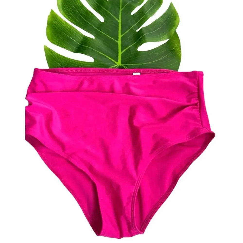 Magenta Bikini Vibrant 2 Pc High Cut Bikini Size Medium